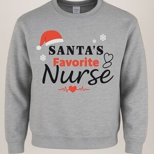 Gray Christmas Sweater - Santa's Favorite Nurse